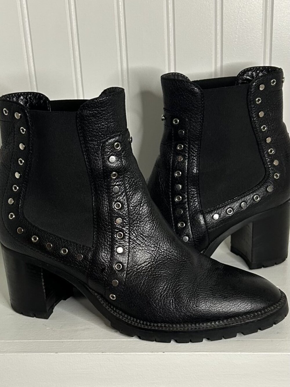 Jimmy Choo Leather Studded Accents Chelsea Boots Size 11